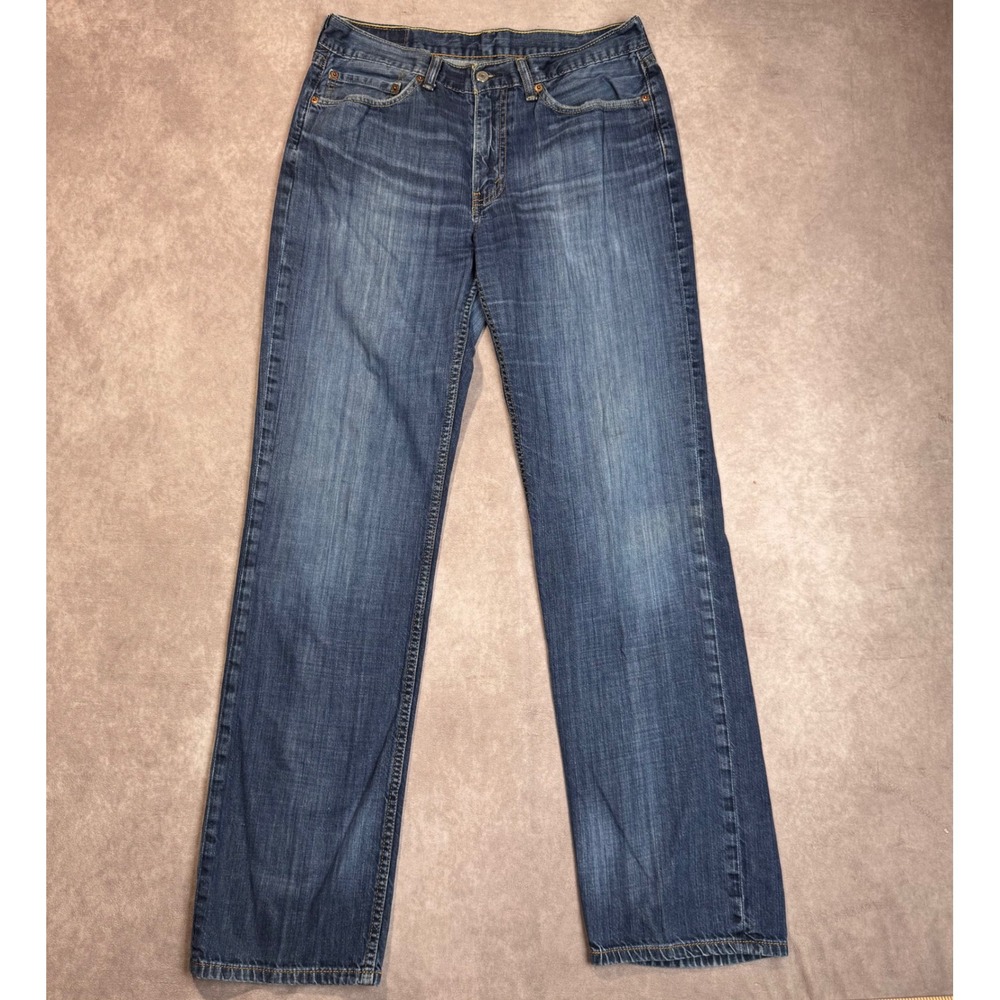 Levis 514 Straight Fit Mens Jeans Blue Medium Denim 34x34* Cotton Distressed